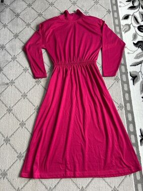 L.L. Bean 3/4 Sleeve MagentaJersey Dress